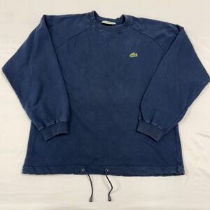 Vintage Lacoste Sport Navy Blue‎ Crewneck Sweatshirt Mens Size M Drawstring Hem